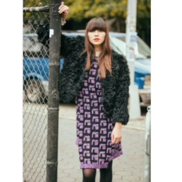 Anna Sui Dress Asymmetric Hem Textured Knit Dress Main Line Size 0 - Picture 3 of 14